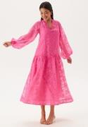 Bubbleroom Occasion Balloon Sleeve Midi Dress Pink L