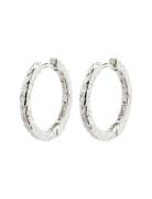 Elanor Rustic Texture Hoop Earrings Silver-Plated Accessories Jewellery Earrings Hoops Silver Pilgrim