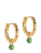 Hoops, Belle Accessories Jewellery Earrings Hoops Green Enamel Copenhagen