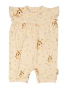 Geggamoja X Mrs Mighetto Bamboo Frill Suit Bodysuits Short-sleeved Beige Geggamoja