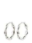Zion Recycled Organic Shaped Medium Hoops Silver-Plated Accessories Jewellery Earrings Hoops Silver Pilgrim