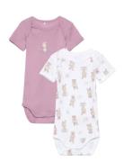 Nbfbody 2P Ss Orchid Haze Rabbit Bodies Short-sleeved Multi/patterned Name It