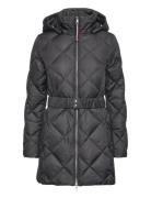 Elevated Belted Quilted Coat Foret Jakke Black Tommy Hilfiger