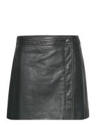 2Nd Mona - Sheen Leather Kort Nederdel Black 2NDDAY