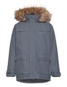 Parka W. Fake Fur Parka Jakke Blue Color Kids