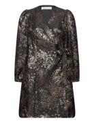 Slfpaula-Siv Golden Leo 3/4 Short Dressb Kort Kjole Black Selected Femme