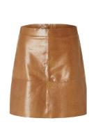 Slfsana Hw Mini Leather Skirt Kort Nederdel Brown Selected Femme