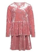 Dress Peplum Crushed Velvet Dresses & Skirts Dresses Partydresses Pink Lindex