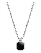 Silver Necklace With Square Matte Onyx Pendant Halskæde Smykker Silver Nialaya