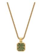Gold Necklace With Green Cz Square Pendant Halskæde Smykker Gold Nialaya