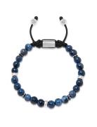 Men's Beaded Bracelet With Blue Dumortierite And Silver Armbånd Smykker Blue Nialaya