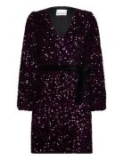 Teagan Wrap Dress Kort Kjole Purple Noella
