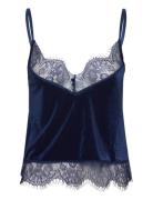 Cami Shiny Velours Lace Top Navy Hunkemöller