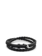Men's Black Wrap Around Leather Bracelet With Buckle Closure Armbånd Smykker Black Nialaya