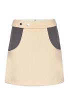 Mini Skirt With Snaps Kort Nederdel Beige Cannari Concept