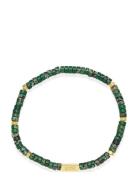 Samie - Slim Bracelet With Green Beads Armbånd Smykker Green Samie