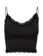 Onlvicky Lace Seamless Cropped Top Noos Lingerie Bras & Tops Soft Bras Tank Top Bras Black ONLY