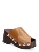 Retro Peep Toe Wood Sandal Shoes Summer Shoes Platform Sandals Brown Ganni