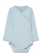 Baby Rib Jersey Body Crossover W. Longsleeve Bodies Wrap Bodies Blue Copenhagen Colors