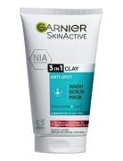 Garnier Skinactive Pureactive 3-In-1 Clay 150 Ml Ansigtsrens Makeupfjerner Nude Garnier