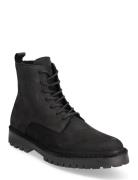 Slhricky Nubuck Lace-Up Boot B Snørestøvler Black Selected Homme