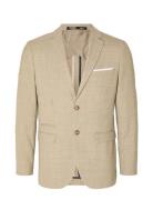 Slhslim-Oasis Linen Blz Noos Suits & Blazers Blazers Single Breasted Blazers Beige Selected Homme