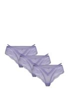 3-P Anna Brasilian Lingerie Panties Brazilian Panties Purple Hunkemöller