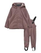 Pu Rain W. Susp. Recycled Outerwear Rainwear Rainwear Sets Pink Mikk-line