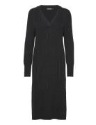 Slrakel V-Neck Dress Knælang Kjole Black Soaked In Luxury