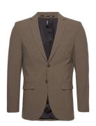 Slhslim-Liam Mini Check Blz Flex B Noos Suits & Blazers Blazers Single Breasted Blazers Brown Selected Homme