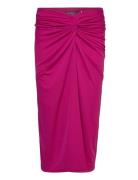 Twist-Front Stretch Jersey Pencil Skirt Pencilnederdel Nederdel Pink Lauren Ralph Lauren