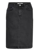 Elisa Skirt Knælang Nederdel Grey Basic Apparel