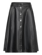 Vibrown Hw Coated Skirt Knælang Nederdel Black Vila