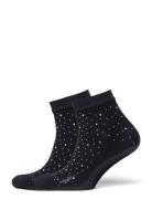 -Pcclaire Fishnet Glitter Socks 2-Pack Lingerie Socks Regular Socks Black Pieces