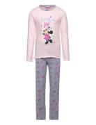 Pyjalong Pyjamassæt Multi/patterned Minnie Mouse