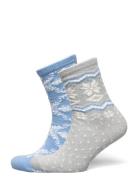 Sock 2 P Fairisle Lingerie Socks Regular Socks Grey Lindex
