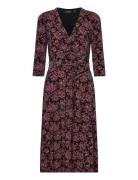 Carlyna-3/4 Sleeve-Day Dress Dresses Wrap Dresses Purple Lauren Ralph Lauren