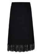 Lace Midi Skirt Knælang Nederdel Black Tommy Hilfiger