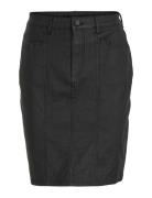 Vicommit Coated Hw Skirt/Bf Knælang Nederdel Black Vila