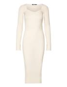 Knitted Midi Dress Knælang Kjole White Gina Tricot