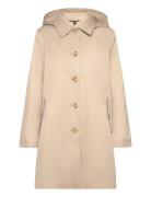 Hooded Cotton-Blend Balmacaan Coat Tynd Frakke Beige Lauren Ralph Lauren