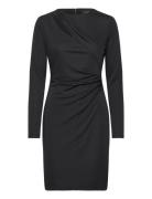 Pleated Stretch Jersey Cocktail Dress Kort Kjole Black Lauren Ralph Lauren