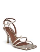 Straps Chain Shimmer Silver Leather Sandals Sandal Med Hæl Silver ALOHAS