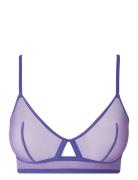 Mesh Cut-Out Triangle Bralette Lingerie Bras & Tops Soft Bras Bralette Purple Understatement Underwear