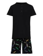 The New Boys S_S Night Set Sets Sets With Short-sleeved T-shirt Black The New