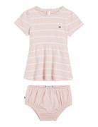 Baby Striped Rib Dress S/S Dresses & Skirts Dresses Baby Dresses Short-sleeved Baby Dresses Pink Tommy Hilfiger