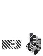 4-Pack Classic Black & White Socks Gift Set Lingerie Socks Regular Socks Black Happy Socks