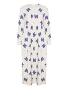 Butterfly Print Flared Long Dress Knælang Kjole White Bobo Choses