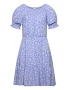 Dress Flower Dresses & Skirts Dresses Casual Dresses Short-sleeved Casual Dresses Blue Creamie