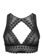 Gravure Wireless Triangle Bra Top Lingerie Bras & Tops Soft Bras Bralette Black Etam